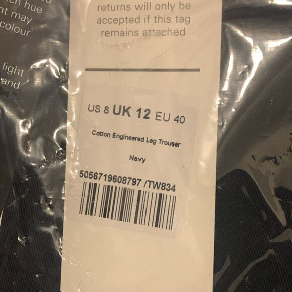 ME+EM - Cotton Engineered Leg Pant - Color Navy - Size US 8 - Picture 6 of 7